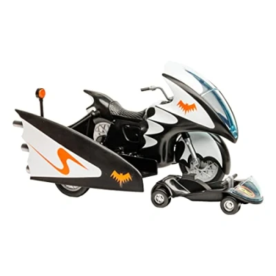 Image de McFarlane Toys, DC Multiverse, Retro Batman Batcycle Vehicle Action Figure with Side Car, Collectible 1960&#039;s TV À partir de 12 Ans