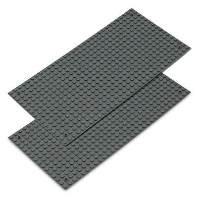 Image de Katara 1672 Set De 2 Plaques Base Pour Jeux Construction, Compatible Avec Lego, Sluban, Papimax, Q Bricks 16*32 Goujons Gris Foncé