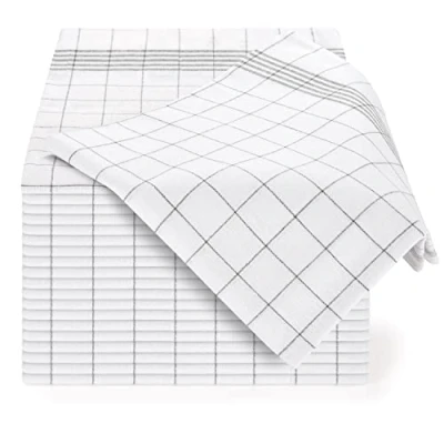 Image de Blumtal Torchons de Cuisine (Lot 5, 10 Ou 20) 50 x 70 cm Torchon Vaisselle avec Accroche 100% Coton Très Absorbant Lavable 95 Design Classique Carré (Gris, Lot