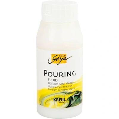 Image de KREUL 87210 Solo Goya pouring Fluid Médium acrylique liquide à base d’eau Flacon de 750 ml Adapté aux techniques du dripping et Optimise la fluidité des peintures acryliques
