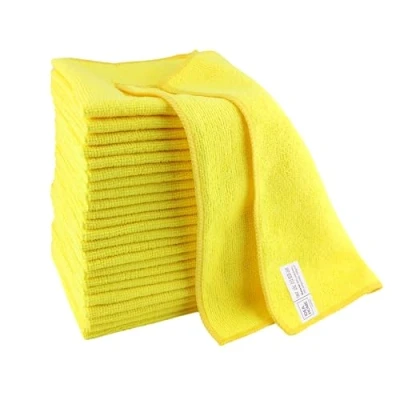 Image de IDEA HOME Lot de 24 Chiffon Microfibre Chiffons Nettoyage 30x30cm à Poussière, Multi usages pour Cuisine, Maison, Cenêtres e Vitre, Jaune