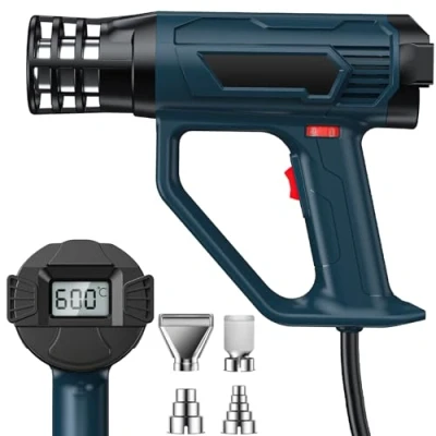 Image de Pfloge® Decapeur Thermiques 2500W avec Affichage Numérique LCD, 50℃ 600℃ Pistolet Thermique Température et Flux D&#039;Air Réglables, Air Chaud 4 Buses pour Chauffage, Rétrécissement de PVC