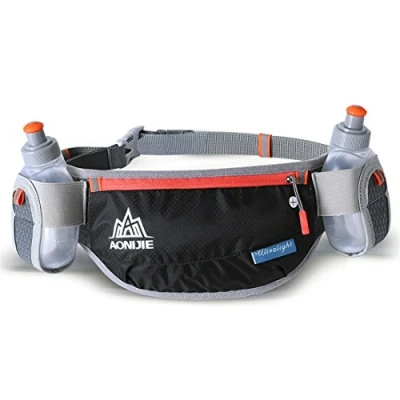 Image de AONIJIE Ceinture D’hydratation Réglable Homme/Femme pour la Course, avec 2 gourdes de 170 ML (Noir+ Bouteilles d&#039;eau ML)