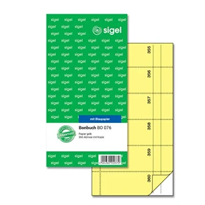 Image de Carnet de bons Sigel BO071, 360 à détacher, vert clair, 10,5 x 20 cm, 2 60 feuilles jaune