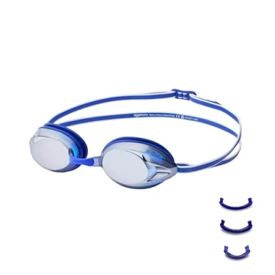 Image de Amazon Basics Lunettes de natation pour adulte, Taille unique, Unisexe, Effet miroir, Bleu