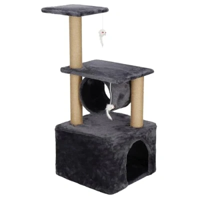 Image de SPRINGOS Arbre à chat, niche, 2 plateformes, souris de jeu, 62 cm