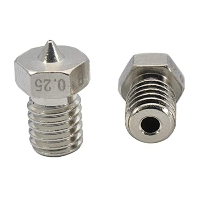 Image de Lot de 2 buses en laiton plaqué Pour imprimante 3D Résistantes à l&#039;usure Filetage M6 0,25 mm extrudeuse V6 Hotend Titan Aero Prusa I3 MK3 MK3S Anycubic Mega (2 x mm)