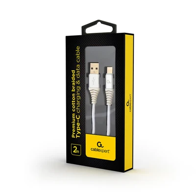 Image de Gembird CC USB2B AMCM 2M BW2 câble USB 2.0 A C Argent, Blanc Neuf