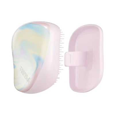 Image de Tangle Teezer Brosse à cheveux démêlante compacte Facile transporter avec housse de protection et design deux niveaux Parfaite pour les mouillés, secs volants Tourbillon crème