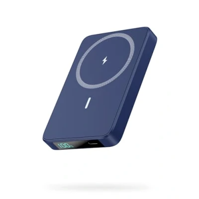 Image de HETP Batterie Externe Magnétique sans Fil 10800mAh, PD 20W Charge Rapide Power Bank avec USB C Entrée &amp; Sortie écran LED Chargeur Portable Compatible MagSafe, iPhone 16/15/14/13 Serie Bleu