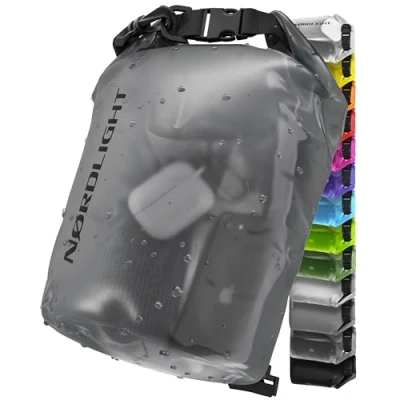 Image de Sac Étanche 15L Dry Bag (Anthracite Transparent) Imperméable avec Fermeture Roll Top Et Bandoulière Natation, Plage, Canoë, Stand Up Paddle, Plongée