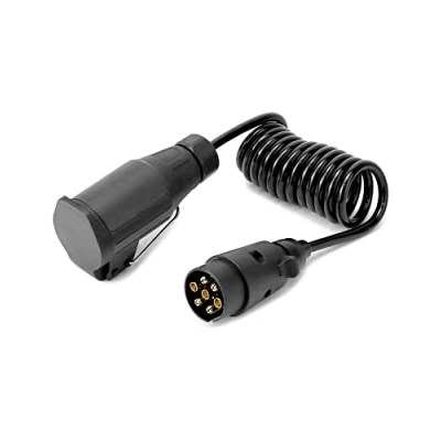 Image de QWORK® Câbles d&#039;Extension 2M pour Remorques avec Adaptateur Prise Remorque 7 vers 13 Broches Caravane Camion RV Tracteur