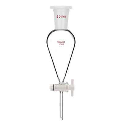 Image de StonyLab 125 mL Entonnoir Séparateur à Paroi épaisse en Verre Borosilicaté, Separatory Funnel avec Joints 24/40 et Robinet PTFE