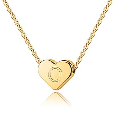 Image de TINGN Minuscule Initiale Coeur Collier Femme, Plaqué Or 14K Pendentif Lettre pour Femmes Filles Alphabet Colliers Adolescentes Femme(O)
