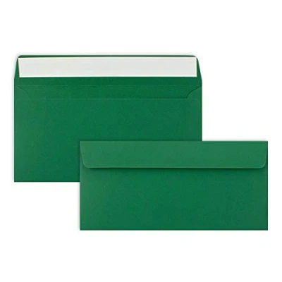 Image de FarbenFroh by Gustav Neuser Lot de 25 enveloppes à lettre DIN long Vert foncé 110 g/m² 11 x 22 cm Très indéformables Fermeture adhésive Marque qualité :