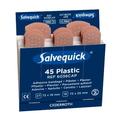 Image de Salvequick Recharges pour distributeur de pansements 6 x 45 Résistants à l&#039;eau 1.9 + 2.5 7.2 cm