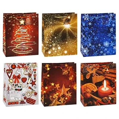 Image de TSI Sac cadeau pour Noël, lot de 12, taille : grand (32 x 26 13,5 cm), N d&#039;art. 83318