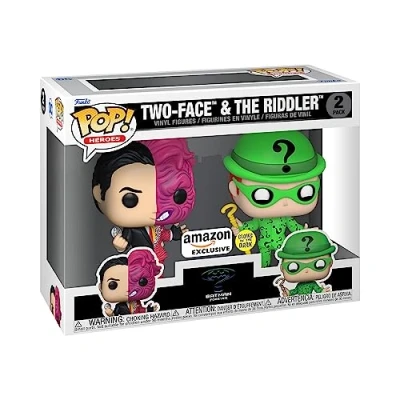 Image de Funko Pop! Heroes: Batman Two Face (1995) 2 Pack &amp; Riddler (Glow) DC Comics Exclusivité Amazon Figurine en Vinyle à Collectionner Idée de Cadeau Produits Officiels