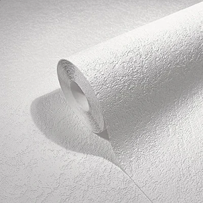Image de marburg Papier peint blanc vinyle expansé aspect plâtre pour le salon chambre à coucher Made in Germany 10,05 x 0,53m