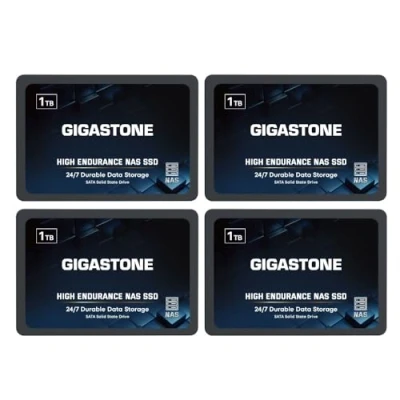 Image de Gigastone Enterprise ssd 1To NAS Cache (Lot de 4) 24 h/24, 7 j/7 Endurance élevée TLC 3D NAND Serveurs Centre Données Cloud Stockage en réseau Raid 2,5 Pouces SATA Disque Dur Interne