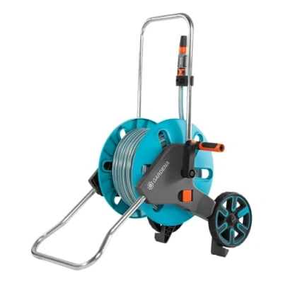 Image de Gardena Kit dévidoir CleverRoll M : avec tuyau Classic de 20 m, lance d&#039;arrosage, clip rangement, arrêt anti goutte, côté manivelle sélectionnable librement (18513 20)