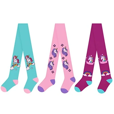 Image de L&amp;K II 3 pièces Collants tricotés pour enfants filles avec différents motifs et couleurs de licorne dans un ensemble 2730B 86 92