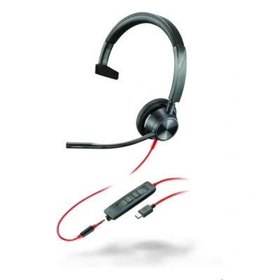 Image de Casque HP Poly Blackwire 3315 Monaural USB C certifié Microsoft Teams + adaptateur C/A prise 3,5 mm Noir