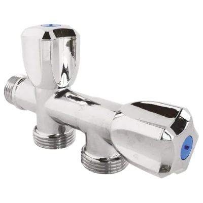Image de SOMATHERM FOR YOU, Robinet à clapet double Sorties M1/2&quot; pour machine laver M3/4&quot; Corps en laiton chromé Installation facile Norme ACS Durable et esthétique