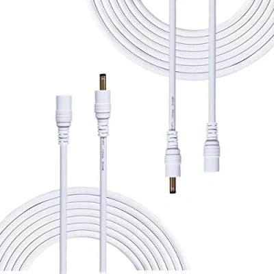 Image de Liwinting 2 Pièces Mètres Rallonge Cordon d&#039;alimentation DC 1.35mm x 3.5mm Mâle à Femelle Plug Cordon, Adapté pour Appareils Photo, Adaptateur Secteur, Caméra IP sans Fil Blanc
