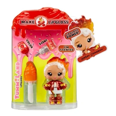 Image de Yummiland Lip Gloss Poupée Amber Cinnamon Inclut le Kit DIY Gloss, Convient aux Enfants de 4 Ans et Plus