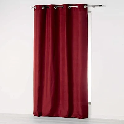 Image de douceur d&#039;intérieur, Rideau A Oeillets 140 X 260 Cm Microfibre Unie Absolu Bordeaux