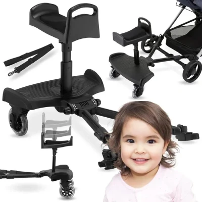 Image de Moby System BUGGY2GO Poussette supplémentaire avec siège réglable, fixation universelle, roues rembourrées à 360, pour enfants de 2 5 ans, convient 99,9 % poussette, d&#039;appoint