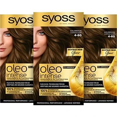Image de Syoss Oleo Intense Lot de 3 colorants pour cheveux Brun doré 4 60 x 115 ml