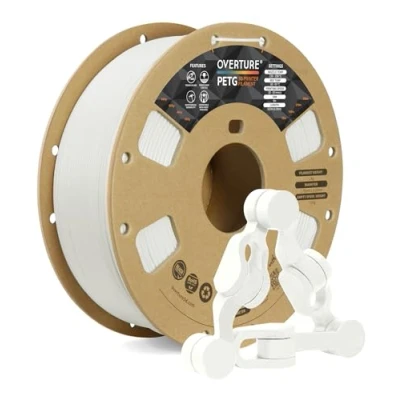 Image de OVERTURE PETG Filament 1.75mm, Bobine de 1kg(2,2lbs), Précision dimensionnelle +/ 0,02 mm (Blanc)