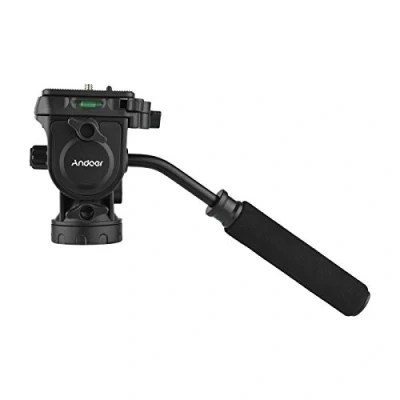 Image de Andoer Rotule Fluide panoramique rotative à 360 Charge Max. 5 kg avec poignée pour caméra caméscope vis 1/4&quot; et trépied Monopode 3/8&quot;