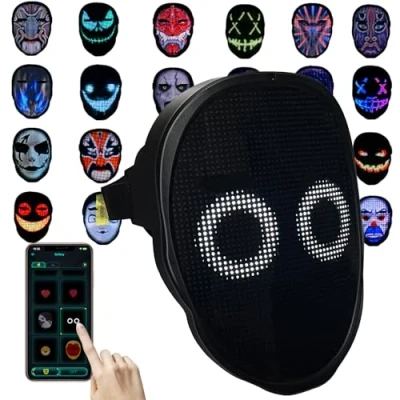 Image de Depointer Life masque LED rechargeable avec application Bluetooth contrôlée par application, brillant personnalisable, éclairage