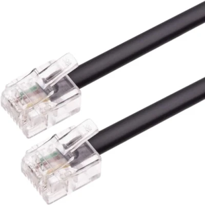 Image de CABLEPELADO Câble téléphonique RJ11 modulaire 6P4C Western de téléphone fax modem routeur DSL VDSL RNIS Internet Noir 2 mètres