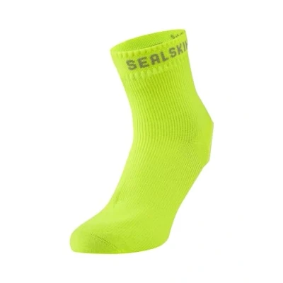 Image de SEALSKINZ Surchaussettes de vélo Thetford, imperméables, toutes saisons, unisexes, jaune fluo, taille S/M
