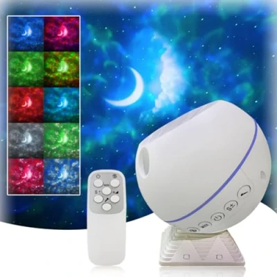 Image de Moredig Projecteur Ciel Etoile Galaxie, Veilleuse Projection, Projection Plafond LED Nébuleuse Étoilé Nuage Lune avec Télécommande,10 Modes Colorés, Cadeau Couple, Noel