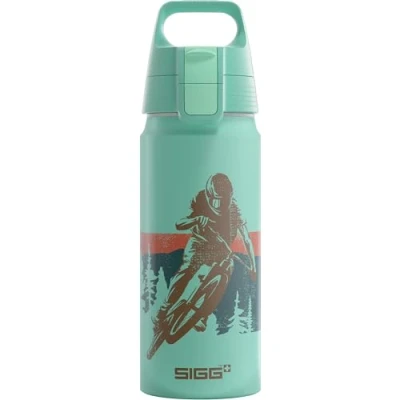 Image de Sigg Gourde Enfant En Aluminium WMB ONE Race Pour l&#039;École et le Sport Convient Aux Boissons Gazeuses Étanche &amp; Légère Sans BPA Certifiée Neutre CO2 Bleu 0,6L