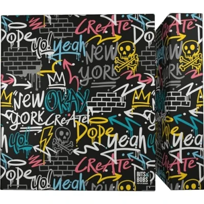 Image de Grafoplás Classeur A4 4 anneaux mixtes 40 mm Wall Bits&amp;Bobs Pop Up Desing Parfait matériel scolaire Couverture rigide en carton Certifié FSC
