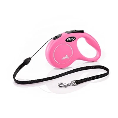 Image de Flexi, Laisse Modèle New Classic, Version Cordon, Forme Moderne et Ergonomique, Système de Guidage perfectionné, à Enrouleur, Made in Germany, Rose, S 5m
