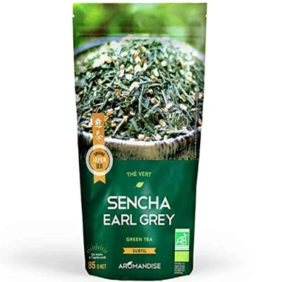Image de Thé vert bio japonais sencha earl grey 85 g