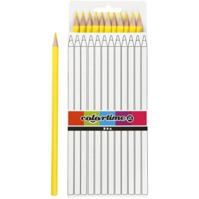 Image de Colortime Crayons de couleur, mine 3 mm, l. 17 cm, jaune, Basique, 12 pièces