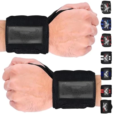 Image de BEAST RAGE Sangles d&#039;haltérophilie rembourrées en coton avec gel Poignées avancées de musculation robustes Pour haltérophilie soulevé terre Noir
