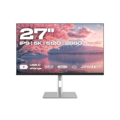 Image de JAPANNEXT Ecran PC 27&quot; IPS 5K (5120x2880) HDR Recharge Via USB C(90W) Hauteur &amp; Inclinaison réglable (HSP) Haut parleurs intégrés sRGB 100% G Sync/FreeSync Garantie 2 Ans JN IPS275K HSPC9
