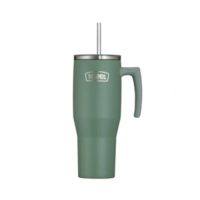 Image de Thermos REFRESHING SERIES Gobelet isotherme 1,1 l Vert mat Avec paille et poignée Pour les déplacements, le travail ou la maison Double paroi en acier inoxydable neutre au goût