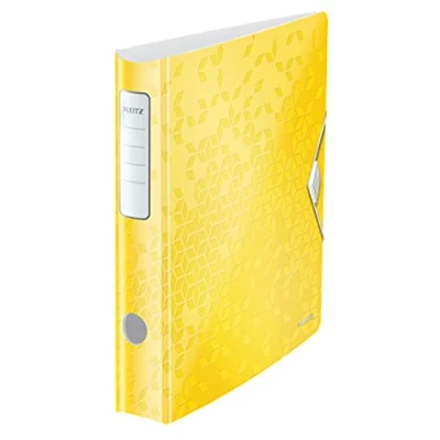 Image de Leitz Classeur à Levier A4 Active, Jaune, Dos Arrondi 65mm, Fixation Élastique, Polyfoam Léger, WOW, 11070016