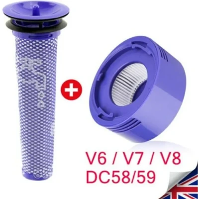 Image de Filtre Dyson V7 V8 + arrière, Lot de Pre Moteur Lavables pour V8, Remplacement