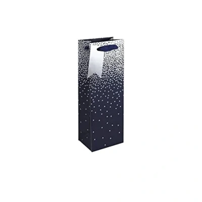 Image de Eurowrap 30864 4Cpack Un lot de 6 sacs cadeaux Excellia Format Bouteille Dimensions : 12,7x9x35,5 cm 210g Motif Etoile Argentées Sur Fond Argenté Emballage Cadeaux,